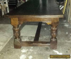 Item English Refectory Table Solid Oak Carved Jacobean Style 102" L. for Sale