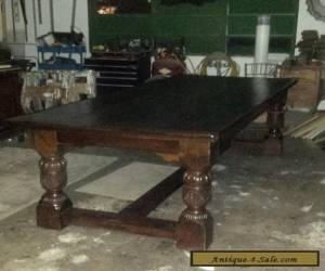 Item English Refectory Table Solid Oak Carved Jacobean Style 102" L. for Sale