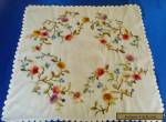 Stunning Antique Vintage Hand Embroidered Floral Tablecloth Berlin Woolwork Rare for Sale