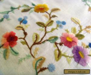 Item Stunning Antique Vintage Hand Embroidered Floral Tablecloth Berlin Woolwork Rare for Sale