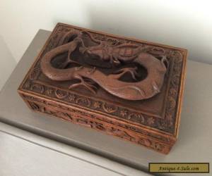 Item Vintage Antique CHINESE CARVED WOODEN DRAGON Cigar / Jewellery BOX for Sale