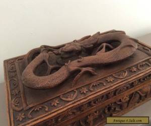 Item Vintage Antique CHINESE CARVED WOODEN DRAGON Cigar / Jewellery BOX for Sale