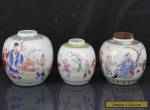 Three Antique Chinese 19th C Famille Rose Scholars Tea Caddys / Jars - Signed for Sale