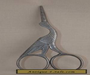 Item Vintage FRENCH Silver Plate Stork Sewing Scissors / Needle Point for Sale