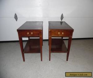 Item Pair Vintage "Mersman" Mahogany Bed Side End Accent Table Drawer Shelf for Sale
