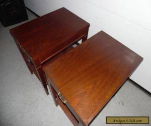 Item Pair Vintage "Mersman" Mahogany Bed Side End Accent Table Drawer Shelf for Sale