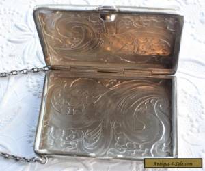 Item Antique Sterling Silver Victorian Calling Card Case Dance Purse W/ Chain for Sale
