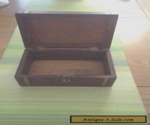 Item Antique wooden box with brass bands for Sale