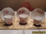 Three English bone china teacups and saucers - subtle pinks & beiges for Sale