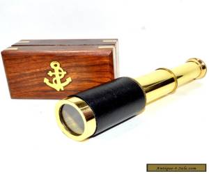 Item BRASS LEATHER TELESCOPE ANTIQUE SOLID BRASS SPYGLASS TELESCOPE 6 INCH FINE GIFT for Sale