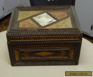 Item Large Antique Tramp Art Box With Photo & Hand Painted Name Inside for Sale