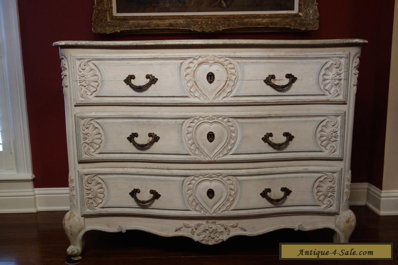 Large Antique French Louis XV Chest of Drawers Cabinet Carved Wood Painted Chic for Sale in ...