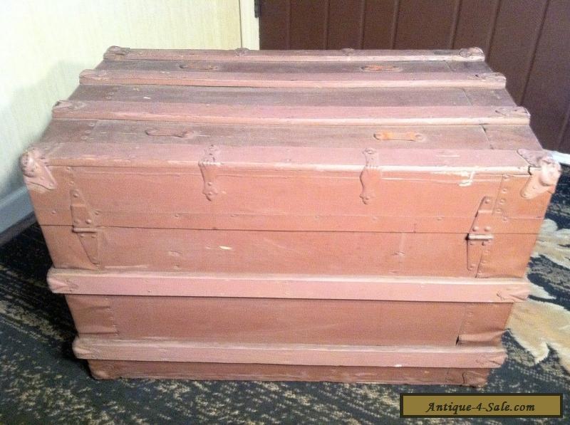 Antique Vintage Steamer Trunk Metal & Wood - Victorian circa 1890! for Sale in United States