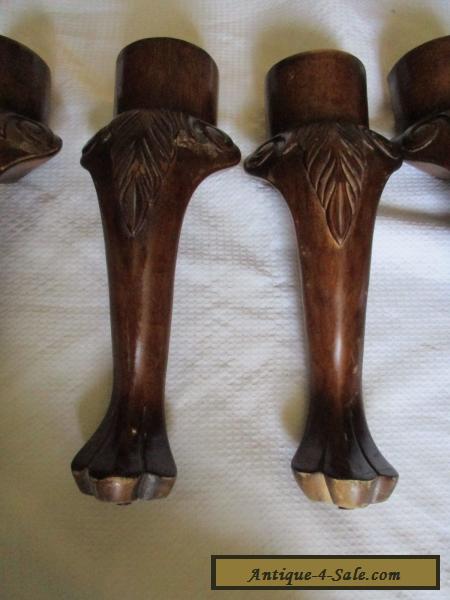 SET OF 4 ANTIQUE VINTAGE SOLID WOOD LIONS FOOT TABLE LEGS SALVAGE ...