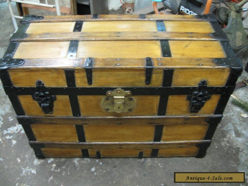 Refinished Flat Top Steamer Trunk Antique Chest for Sale in United States