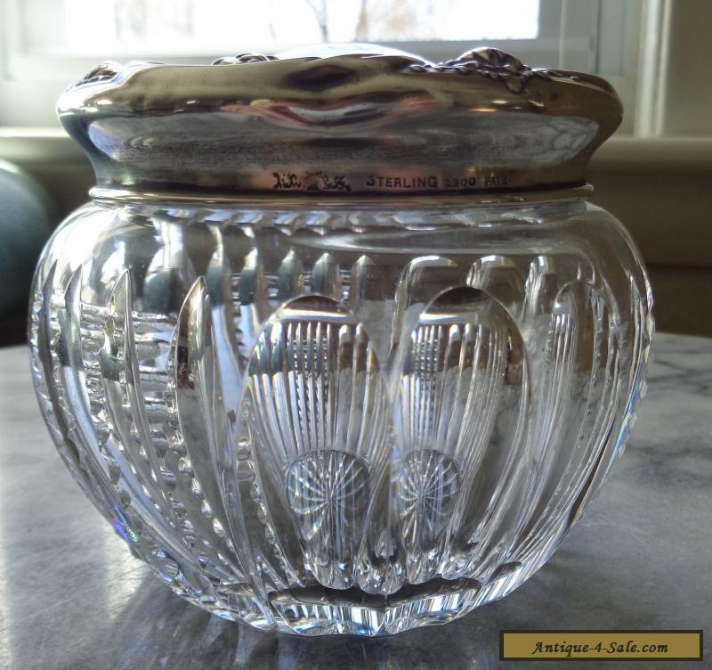 Antique Wallace Sterling Silver Top Cut Glass Powder Jar - Art Nouveau