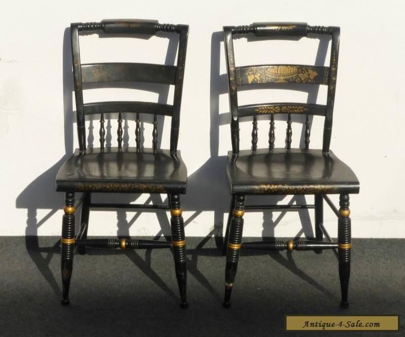 Download Pair of Vintage Hitchcock Style Black Side Chairs for Sale in United States