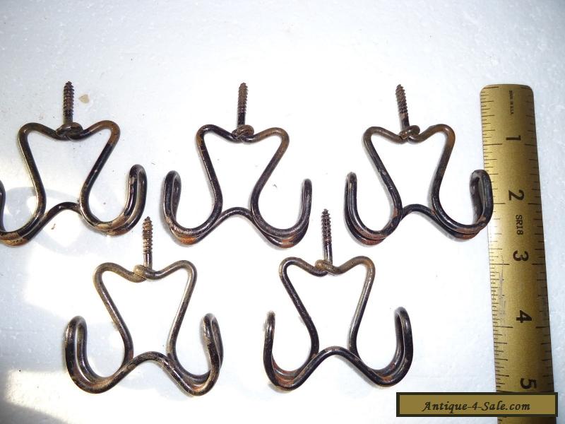 5 Matching Antique Vtg Twisted Wire Screw-In Hat & Coat Hooks c1920s ...