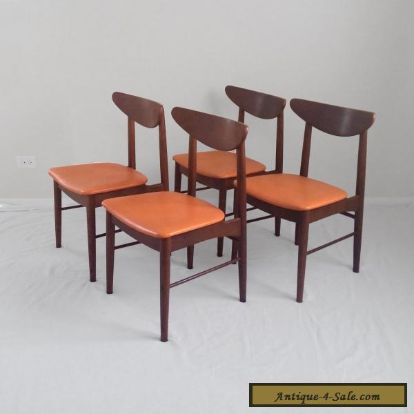 4 DANISH modern mid century walnut side chairs Stanley ...