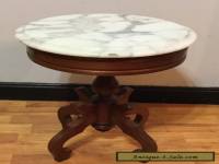 Vintage Victorian Solid Genuine Mahogany Round Marble Top Table Ornate