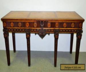 Item Large 83" Antique George III Style Heavily Carved Inlaid Mahogany Console Table for Sale