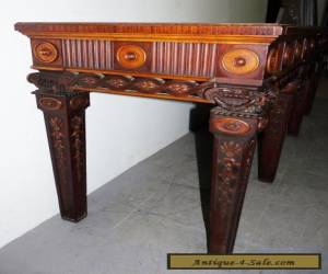 Item Large 83" Antique George III Style Heavily Carved Inlaid Mahogany Console Table for Sale