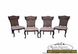 Vintage Set of 4 French Louis XV Style Winged Cane Back Dining Chairs for Sale