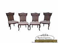 Vintage Set of 4 French Louis XV Style Winged Cane Back Dining Chairs