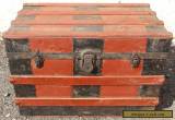 ANTIQUE FLAT TOP STEAMER TRUNK WOOD STAVE TRAVEL TREASURE CHEST ~ COFFEE TABLE!~ for Sale