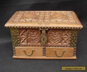 Item  Wooden flower carved box with drawers and brass detailing Indian?  for Sale