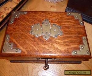 VICTORIAN OAK GAMES BOX WITH CARD DISPLAY DECORATION ON LID for Sale
