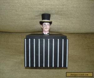 Item Victorian Gentleman With Top Hat And Monocle Wooden Storage Box Victoriana for Sale