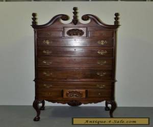 Vintage Chippendale Style Richly Carved Solid Mahogany Highboy Dresser Chest for Sale