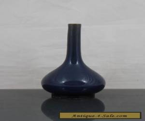 Quality Chinese / Japanese 19th C Blue Monochrome Bottle Shaped Vase for Sale