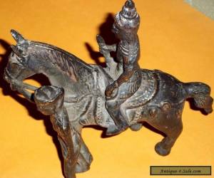 Item Antique Old Thai Bronze Buddha Warrior Riding a Horse With A slave figure statue for Sale