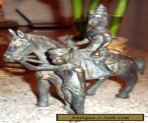 Item Antique Old Thai Bronze Buddha Warrior Riding a Horse With A slave figure statue for Sale