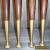 Vintage Mid-Century Modern Set of 4 Wood & Brass Metal Angled Table Legs 12"H for Sale