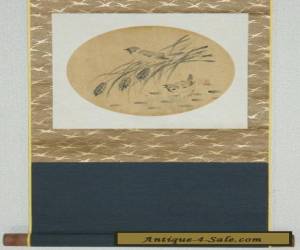 Item Japanese Hanging scroll in a tea-ceremony room "Wheatear and sparrows" #1069 for Sale