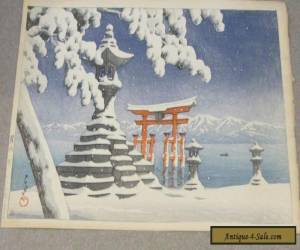 Item KAWASE HASUI JAPANESE WOODBLOCK SNOW AT ITSUKUSHIMA RARE for Sale