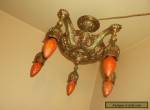 RARE 1920's ANTIQUE VINTAGE ART DECO Ceiling LIght Fixture CHANDELIER for Sale