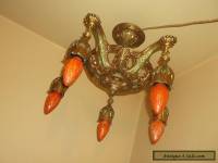 RARE 1920's ANTIQUE VINTAGE ART DECO Ceiling LIght Fixture CHANDELIER