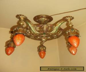 Item RARE 1920's ANTIQUE VINTAGE ART DECO Ceiling LIght Fixture CHANDELIER for Sale