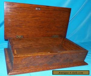 Item ANTIQUE VICTORIAN ARTS AND CRAFTS HAND CARVED OAK GENTELMENS STORAGE BOX  for Sale