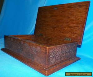 Item ANTIQUE VICTORIAN ARTS AND CRAFTS HAND CARVED OAK GENTELMENS STORAGE BOX  for Sale