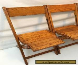 Item Vintage Snyder Antique Wood Oak Wooden Folding Chairs Set of 4 for Sale