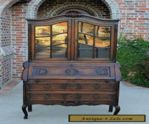 Item Antique French Oak Louis  XV Style Secretary Fall Front Desk Bookcase Cabinet for Sale