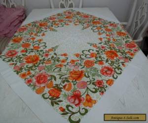 Item VINTAGE BARKCLOTH SQUARE TABLECLOTH>RETRO>1960's124 cms Square>GOOD COND for Sale