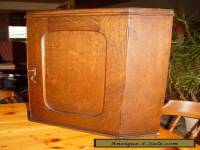 Antique Quartersawn Oak Wall Hanging Corner Cupboard with original lock and key