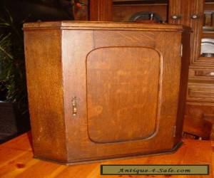 Item Antique Quartersawn Oak Wall Hanging Corner Cupboard with original lock and key for Sale