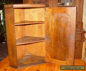 Item Antique Quartersawn Oak Wall Hanging Corner Cupboard with original lock and key for Sale